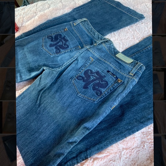 (7) SEVEN Dark Denim Wide Leg Jeans sz 27 - Picture 4 of 15